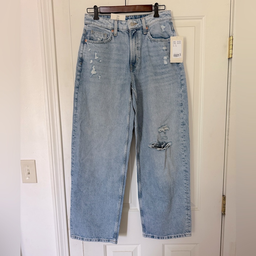 H&M Denim Baggy loose fit high waist jeans - distressed - EU38 US6